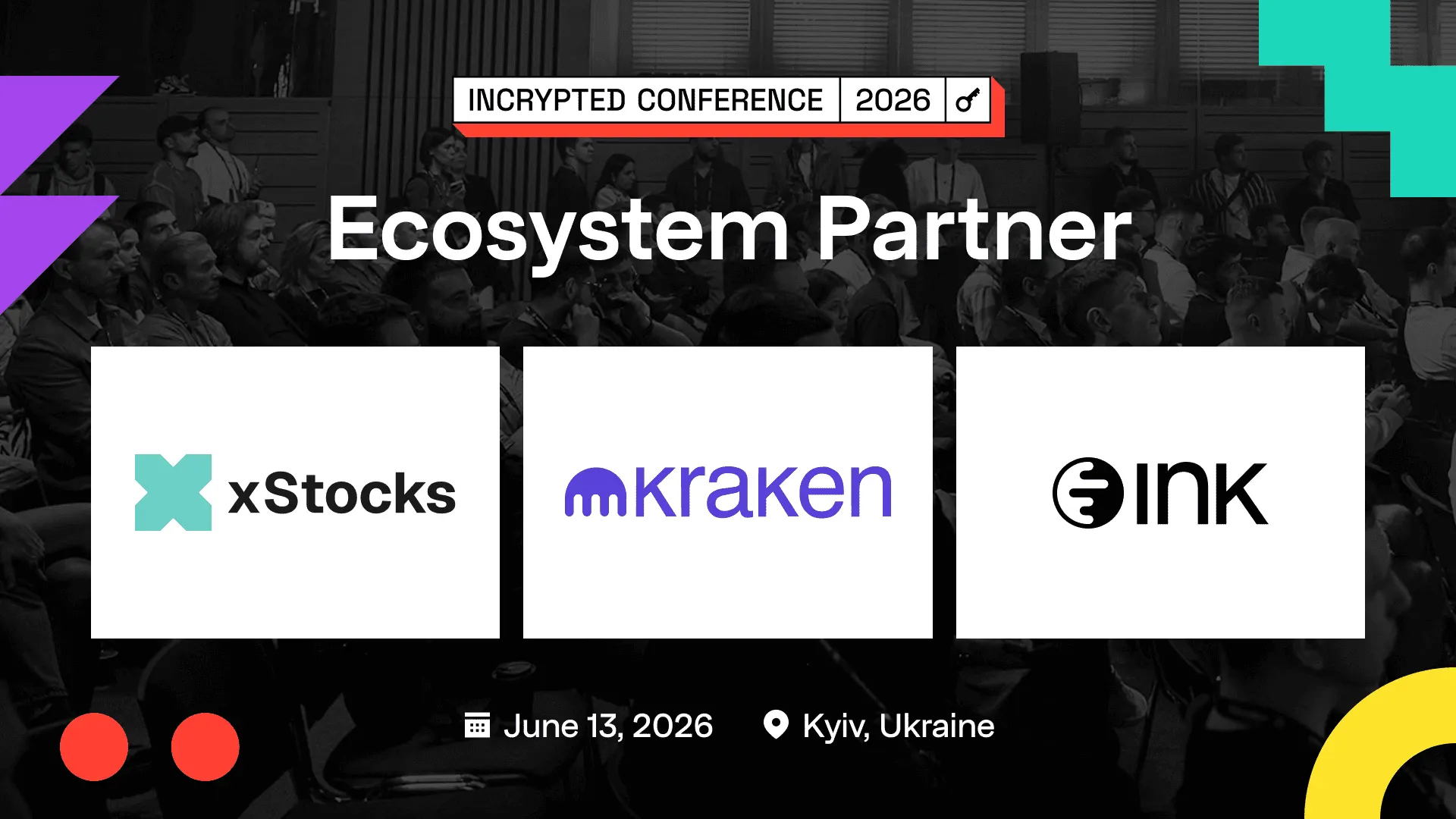 Incrypted Conference 2026: Kraken, xStocks та Ink – ключові партнери