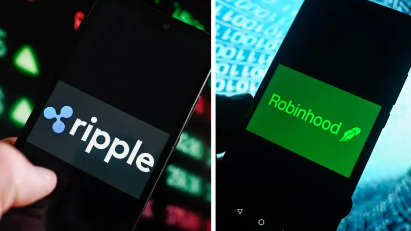 Логотипи Ripple і Robinhood — ілюстративне зображення до новини