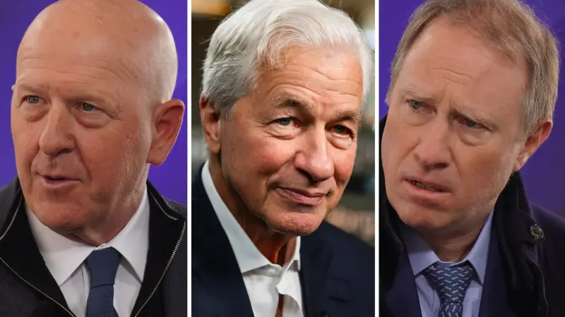 David Solomon, Jamie Dimon і Ted Pick — CEO Goldman Sachs, JPMorgan і Morgan Stanley